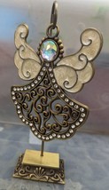 PIER 1 Imports Guardian Angel Metal Hanging Ornament w/Stand Enamel Rhinestones - £19.57 GBP