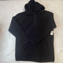 Old Navy Boys Black Sherpa Pullover 1/4 Zip Hoodie XL (14-16) New With Tags - $19.99