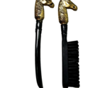 Vintage Horse Head Brush &amp; Shoe Horn Set Japan 1960s Black Gold 8in - $16.49