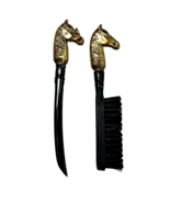 Vintage Horse Head Brush &amp; Shoe Horn Set Japan 1960s Black Gold 8in - £12.99 GBP