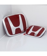 Red Front+Rear Honda H Badge Emblem For 2016-2022 5DR CIVIC FC1 FK5 FK7 FK8 - $39.99