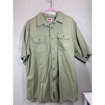 Wrangler Button Up Shirt Men&#39;s Short Sleeve Green Cotton Blend Casual Large - $372.25 MXN