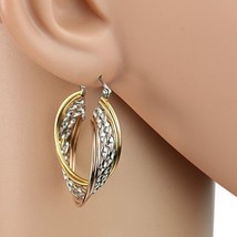 Tricolor Silver, Gold &amp; Rose Tone Hoop Earrings- United Elegance - $26.99