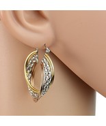 Tricolor Silver, Gold &amp; Rose Tone Hoop Earrings- United Elegance - $26.99