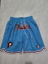 Philadelphia Phillies Classic Blue Mesh Shorts Two Back Pockets Hidden Z... - $31.20