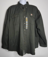 Carhartt Green Button Down Original Fit Work Shirt Size 3XL NEW Heavywei... - £44.86 GBP