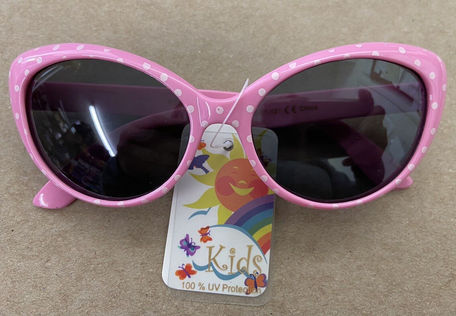 Girls Cat Eye Fashion Plastic Sunglasses Pink Polka Dot Frames NWT