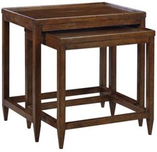 Nested Side Tables End Set 2 Rectangular Distressed Country Wood Hand-Rubbed - £930.11 GBP