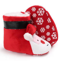 Baby Cozy Fleece Booties Christmas Santa Claus Newborn Shoes Toddler Footwear - £10.33 GBP