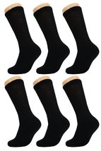 AWS/American Made Black Diabetic Crew Socks for Men with Non Binding Top 6 Pairs - £13.35 GBP