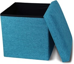 Cosaving Folding Storage Ottoman Storage Cube Seat Foot Rest Stool With, Teal. - £31.93 GBP