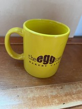 Bright Sunny Yellow w Brown THE EGG TOSS BAKERY CAFE Ceramic Coffee Cup ... - £10.29 GBP