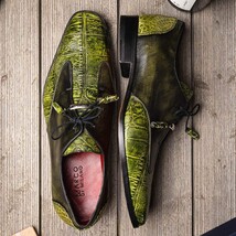 Anzio Genuine Alligator and Calfskin Dress Derby Shoes Rustic Green image 11
