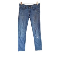 J Crew Womens 24 Jeans Toothpick Skinny Distressed Medium Low Rise Raw Hem Blue - £15.81 GBP