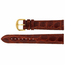 Men&#39;s 22 mm Regular Brown Leather Crocodile Grain Padded Strap - £30.93 GBP