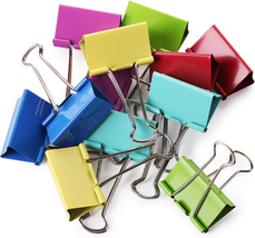 Extra Large Binder Clips, 2 Inch, 12 Pack, Assorted Color, Binder Clips Extra La - £10.70 GBP