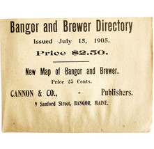 1906 Bangor &amp; Brewer Directory Map Advertisement Maine Cannon &amp; Company ... - $369.57 MXN