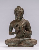 Antique Sri Lanka Style Sitting Bronze Teaching Buddha Statue - 25cm/25.... - £408.25 GBP