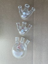 Three Round Bottom Triple 3 Flask 50ml 250ml Neck Kontes Glassware Glass... - £52.12 GBP