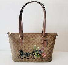 Coach CT254 Garden Floral Horse Carriage Gallery Signature Tote Handbag ... - $177.79
