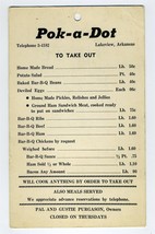 Pok-A-Dot Ham Shop Menu Lakeview Arkansas Bar B Que Take Out 1940&#39;s - £50.74 GBP