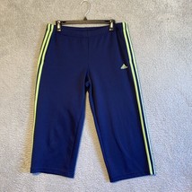Adidas Activewear Cropped Pants Women Medium Blue Green  Mid Rise Elasti... - $10.69