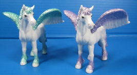 Purple &amp; Aqua Blue Glittery Sparkly Pegasus Horse Toy Figurine Wings Fan... - £8.73 GBP