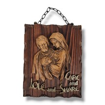 Vintage German Religious Wall Plaque Holy Family Love Care &amp; Share W G K... - $15.84