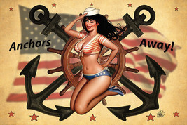 Nathan Szerdy SIGNED Pinup Art Print ~ Sailor Girl / Anchors Away! - £18.94 GBP