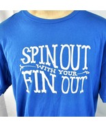 Wellen Spin Out With Your Fin Out Slogan T-Shirt size XL Mens Surfing Bl... - £22.56 GBP