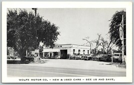 Sinclair Gas Station Wolfe Motor Co Automobile Dealer 1950s Kansas Postcard - $7.45