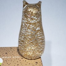 West Elm St. Jude Art Glass Clear Cat Gold Aventurine Paperweight Figurine NIB - £19.77 GBP