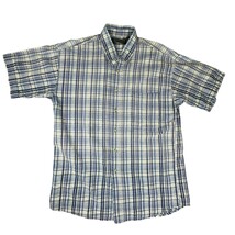 Loafers Reed St. James Shirt Mens Large Blue White Plaid Seersucker Shor... - $14.99