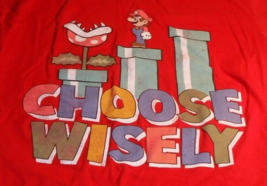 Super Mario Bros. Choose Wisely T-Shirt. (L) Large. Piranha Plant. 100% cotton. - £5.45 GBP