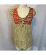 Free People Baby Doll Sweater Cable Knit Wool Blend Cap Sleeves Beige Re... - $58.82 CAD