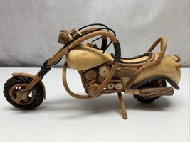 Hand Made Wooden Motorcycle Chopper Figurine Statute Mancave Home Decor KG - £15.31 GBP