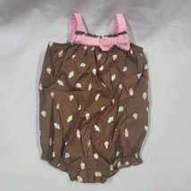 Vintage Gymboree Ice Cream Cone Social Bubble Romper Sunsuit Clothes Brown 12-18 - £15.65 GBP