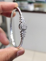 Bollywood Style Indian 925 Silver Plated Kada Bracelet CZ Diamond Jewelry Set - £22.76 GBP