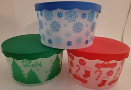 Christmas Plastic Containers w Covers 4.5”Hx8”D, S21, Select: Theme - £2.33 GBP