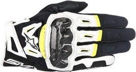 Alpinestars Mens SMX-2 Air Carbon V2 Leather Glove 3XL Black/White/Yellow Fluo - £81.15 GBP