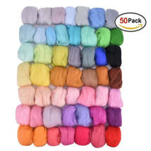 50 Colors Set Wool Felt Needle Felting Kit Manual DIY Colored Felt Stitching - £27.67 GBP