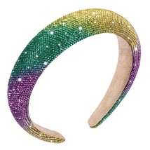 Mardi Gras Headband Sparkly Rhinestone Headband for Women Carnival Parade Wide P - £26.07 GBP