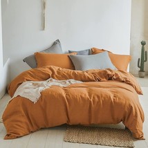 Linen Bedding Duvet Cover In Cinnamon 3 Piece Washed Boho Linen Duvet Cover Set - £25.44 GBP+
