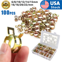 100Pcs 6 8 10 12 15 16 18 20 22Mm Spring Clip Clamp Fastener For Line Hose Pipe - £22.37 GBP