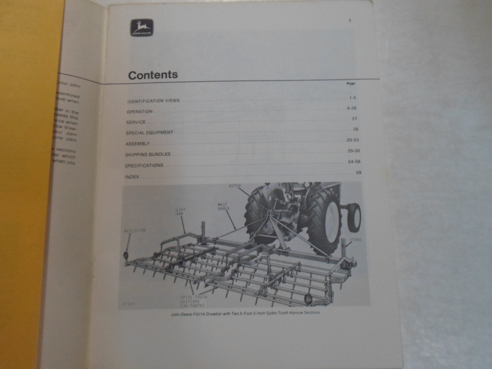 John Deere F500 Integrale Harrow Drawbar Sezioni Dell'Operatore Manuale Vetrata Item image 3