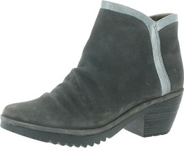 FLY London WYNN265FLY Diesel Graphite GRAY Leather Ankle Wedge Boot Zip EU 37 38 - £56.12 GBP