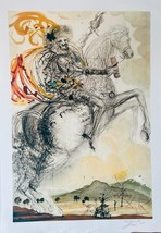 Salvador Dali Don Quijote El Cid P/Firmado Offset Litografía Caballo Montaña - £82.32 GBP