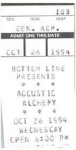 Vintage Acoustic Alchemy Ticket Stub October 26 1994 The Bottom Line New York N - $39.59