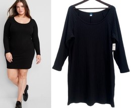 Old Navy Women’s Long Sleeve Fitted Rib Knit Dress Black 3X NWT - £10.45 GBP