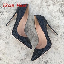 12cm Shoes Sexy Womens Black High Heel Shoes Pointed Toe Apricot Party Stiletto  - £59.99 GBP